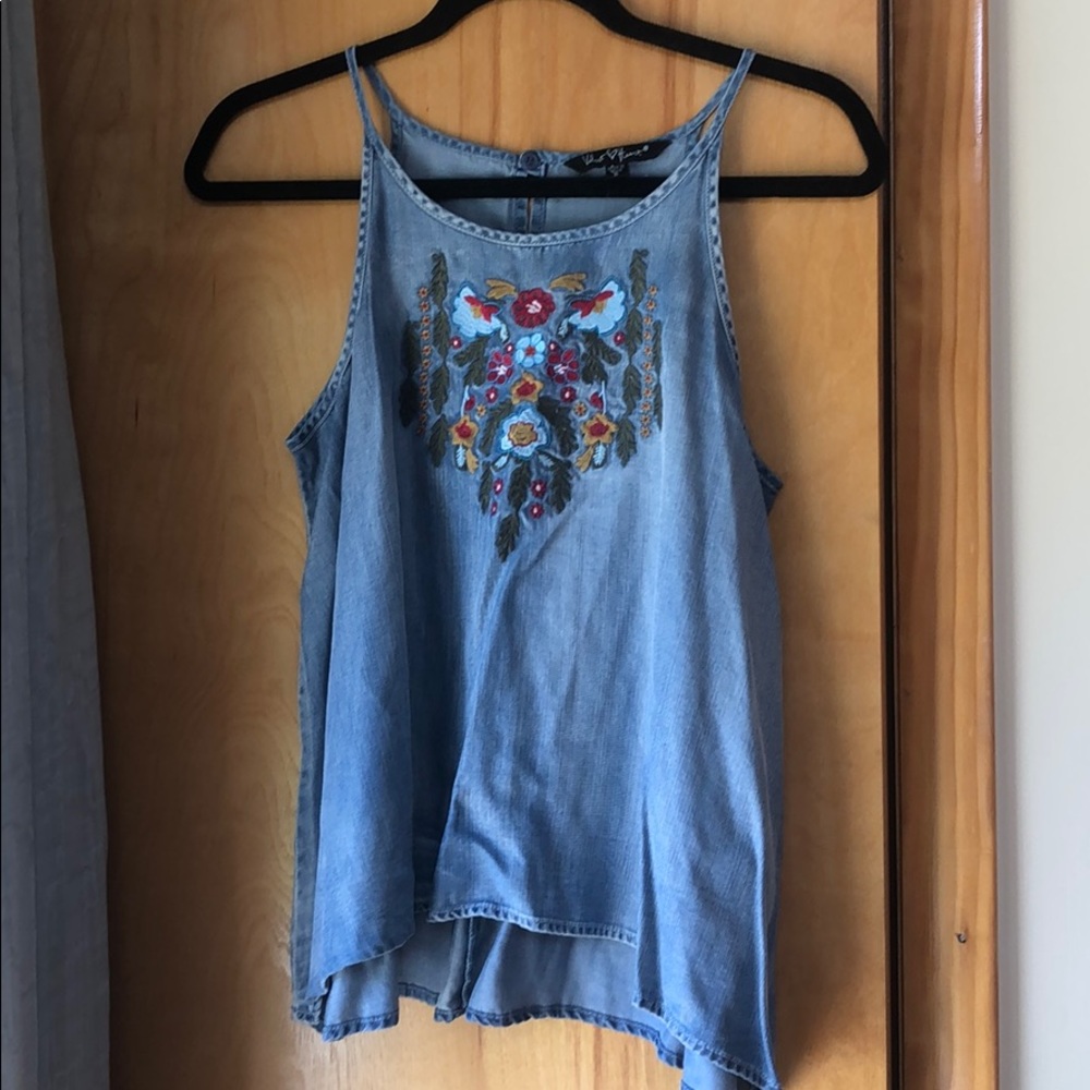Velvet Heart Chambray Embroidered Tank